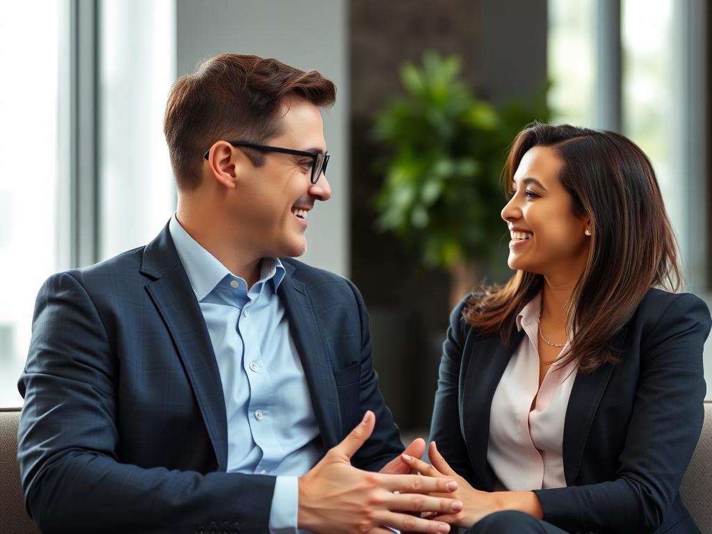 Genuine interaction between professionals showing authentic connection