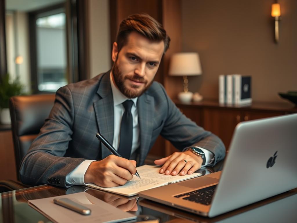 Professional sending thoughtful follow-up communication after networking event